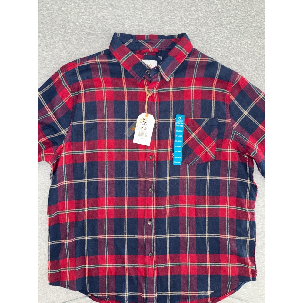 Cloudveil Men Red Blue Plaid Flannel Stretchy Shirt Size XXL Incredibly Soft NWT